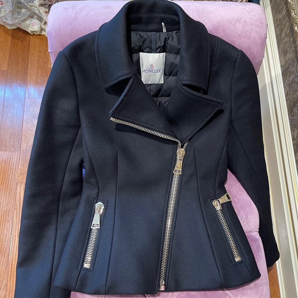 MONCLER Black Wool Real Down Feathers jacket/coat